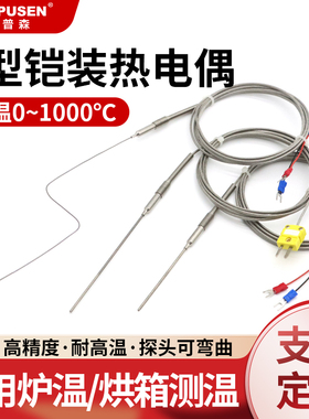 开普森K型铠装热电偶耐高温可弯曲WRNK191针式感温探头温度传感器
