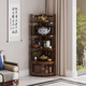 转角柜角落置物架新中式 实木家用客厅多层三角柜落地拐角收纳层架