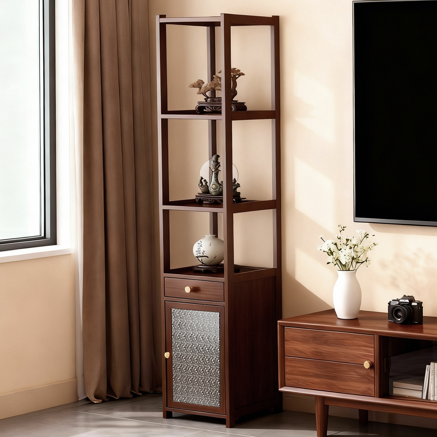 客厅小型博古架中式茶柜置物架多层摆件展示架2025新款茶具收纳柜