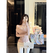 JustQin 毛衣女 性感假两件一字肩蕾丝针织衫 春漾剪花 25秋冬款