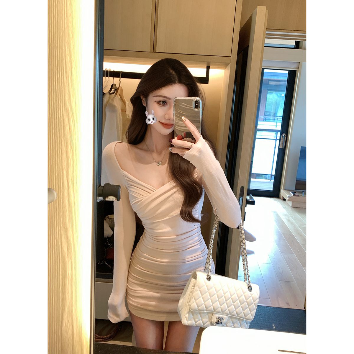 JustQin 10/20【神明少女】秋冬新款性感修身气质连衣裙女短裙女