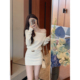 JustQin 性感斜肩针织裙短裙连衣裙女 秋装 月光漫肩 2025新款