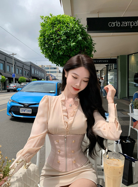 JustQin 3/10日上【拜占廷】2026新款春装花边衬衫收腰两件套装女