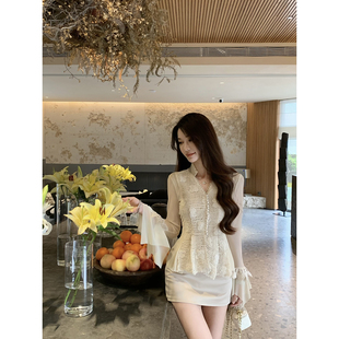 柏林之恋 蕾丝显瘦长袖 2026新款 气质收腰衬衫 衬衣 春装 JustQin