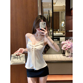 蝴蝶结白色性感小衫 JustQin 夏装 2025新款 吊带上衣女 露思穿搭