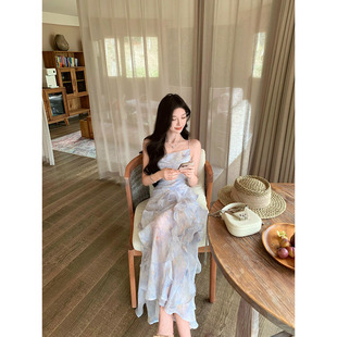 JustQin 2026新款 夏装 性感度假裙收腰吊带连衣裙女 夏日人鱼