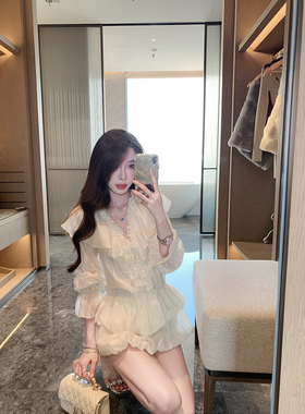 JustQin【巴洛克幻想】2026新款春装气质收腰天丝连衣裙女短裙