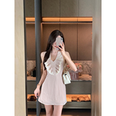 JustQin 气质短裙性感气质花边裙连衣裙女 夏装 粉蝶 2025新款