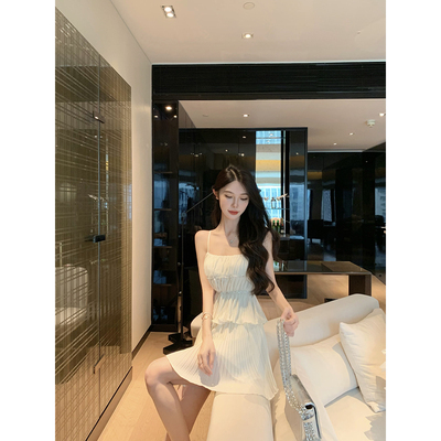 JustQin【月光缪斯】2026新款夏装性感吊带上衣+半裙连衣裙套装裙