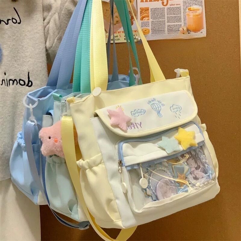 帆布包女单肩小清新百搭痛包拎书袋大容量手提袋补习袋学生斜挎包