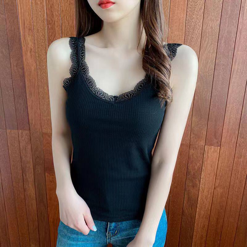 莫代尔棉/夏季蕾丝吊带背心女大码200斤打底衫修身外穿内搭上衣