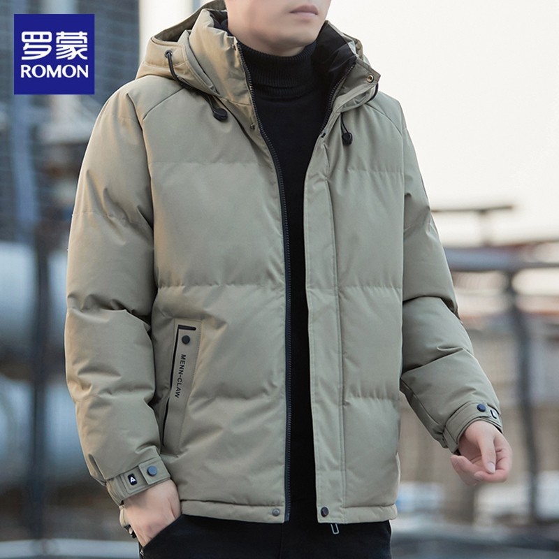罗蒙连帽棉衣男士冬季新款加厚保暖棉袄外套潮流短款棉服上衣男装