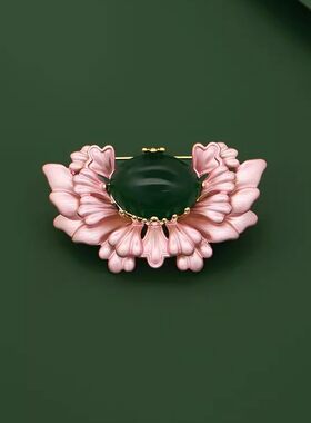 粉色海棠花胸针高档女新中式国潮胸花古典花朵西装旗袍百搭配饰潮