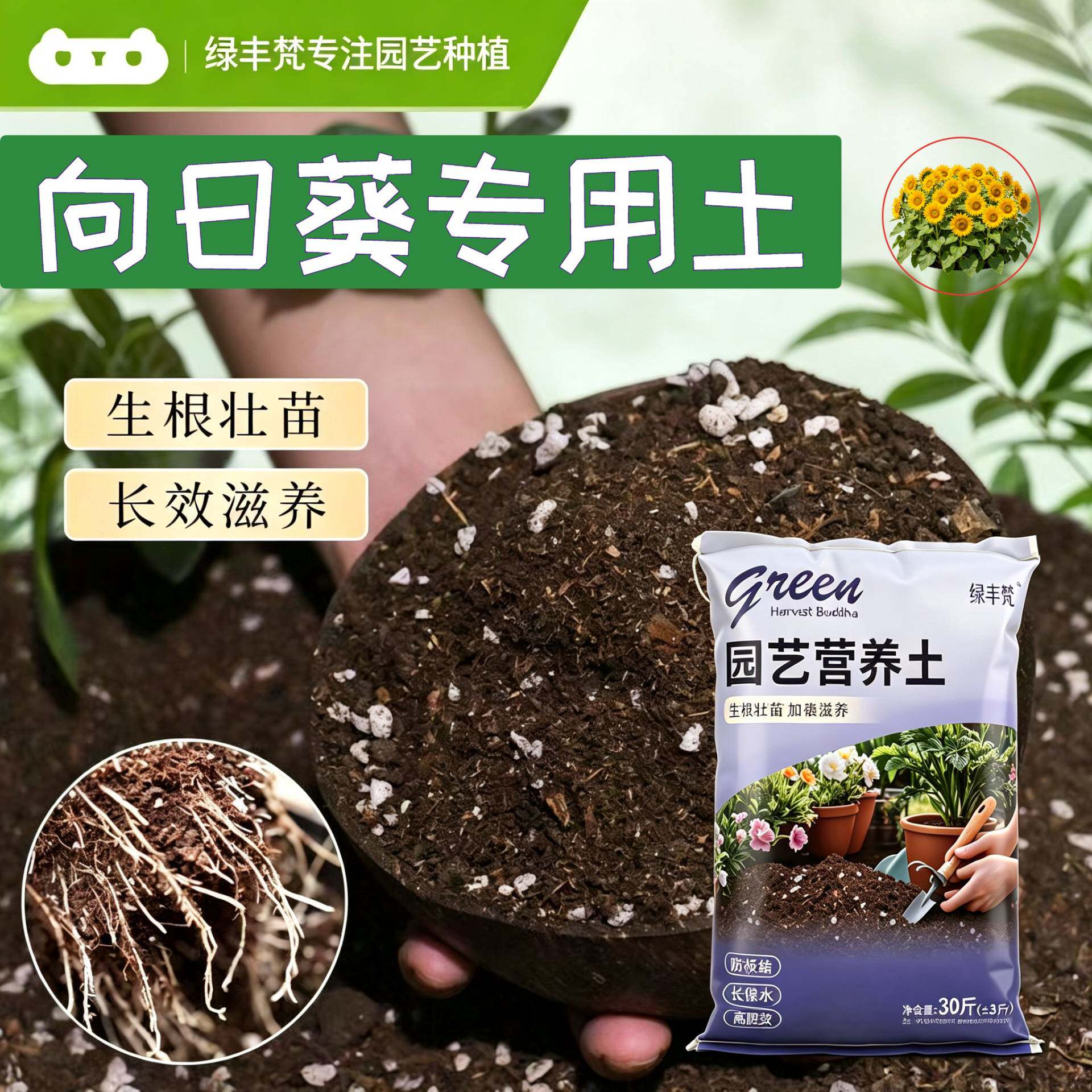 向日葵适用种植土保水保肥育苗加牛粪优质促生长球根进口观花阳台