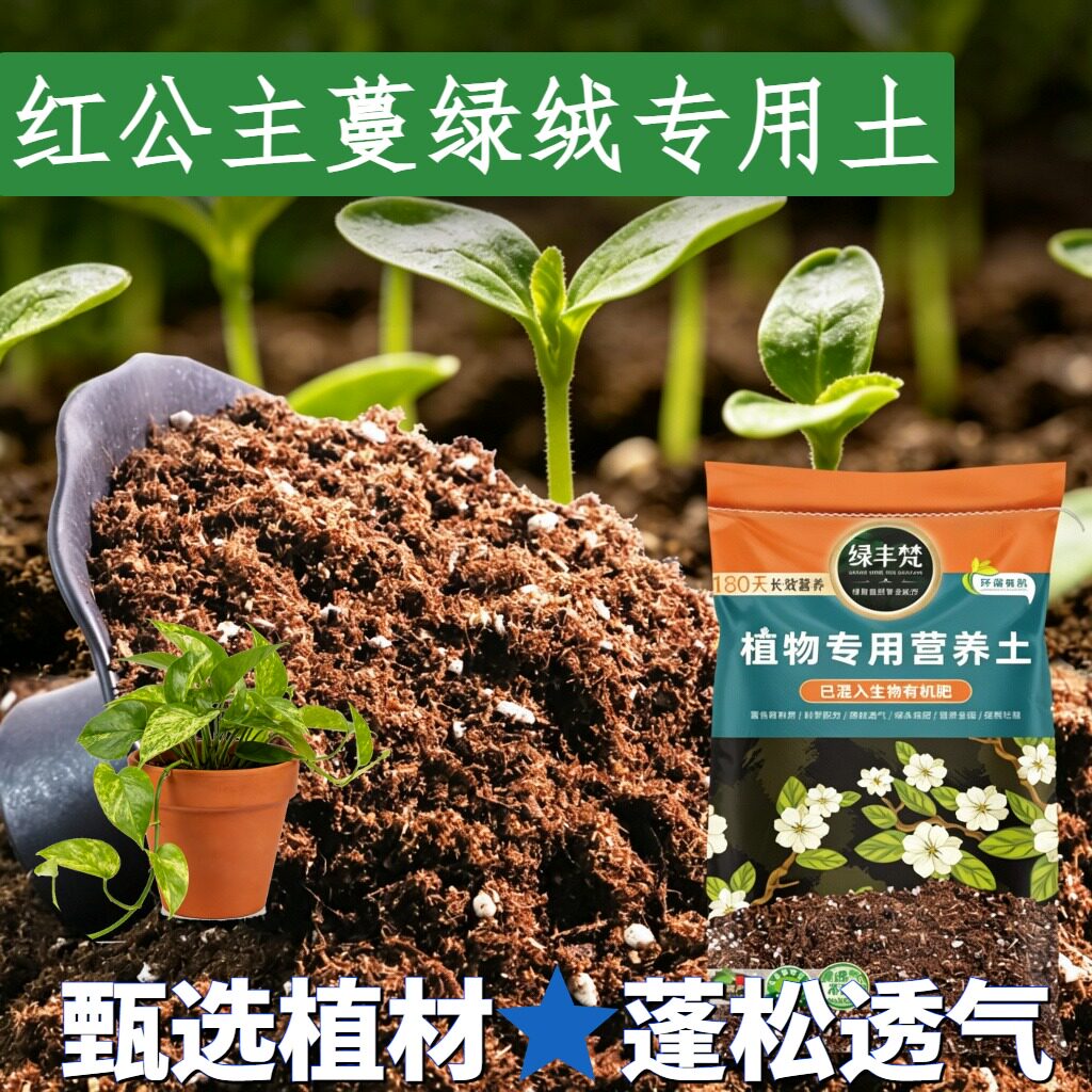 红公主蔓绿绒专用轻质土种植土温和不烧根防黄叶无草籽喜酸