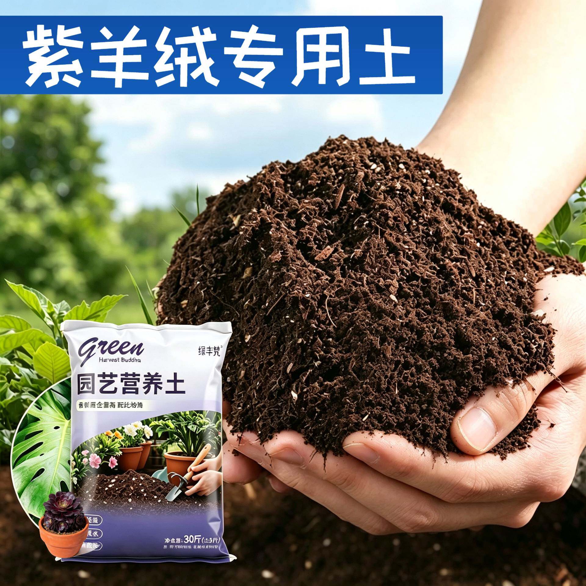 紫羊绒专用种植土保水锁肥盆景大包无菌防徒长多肉腐殖泥炭土喜酸