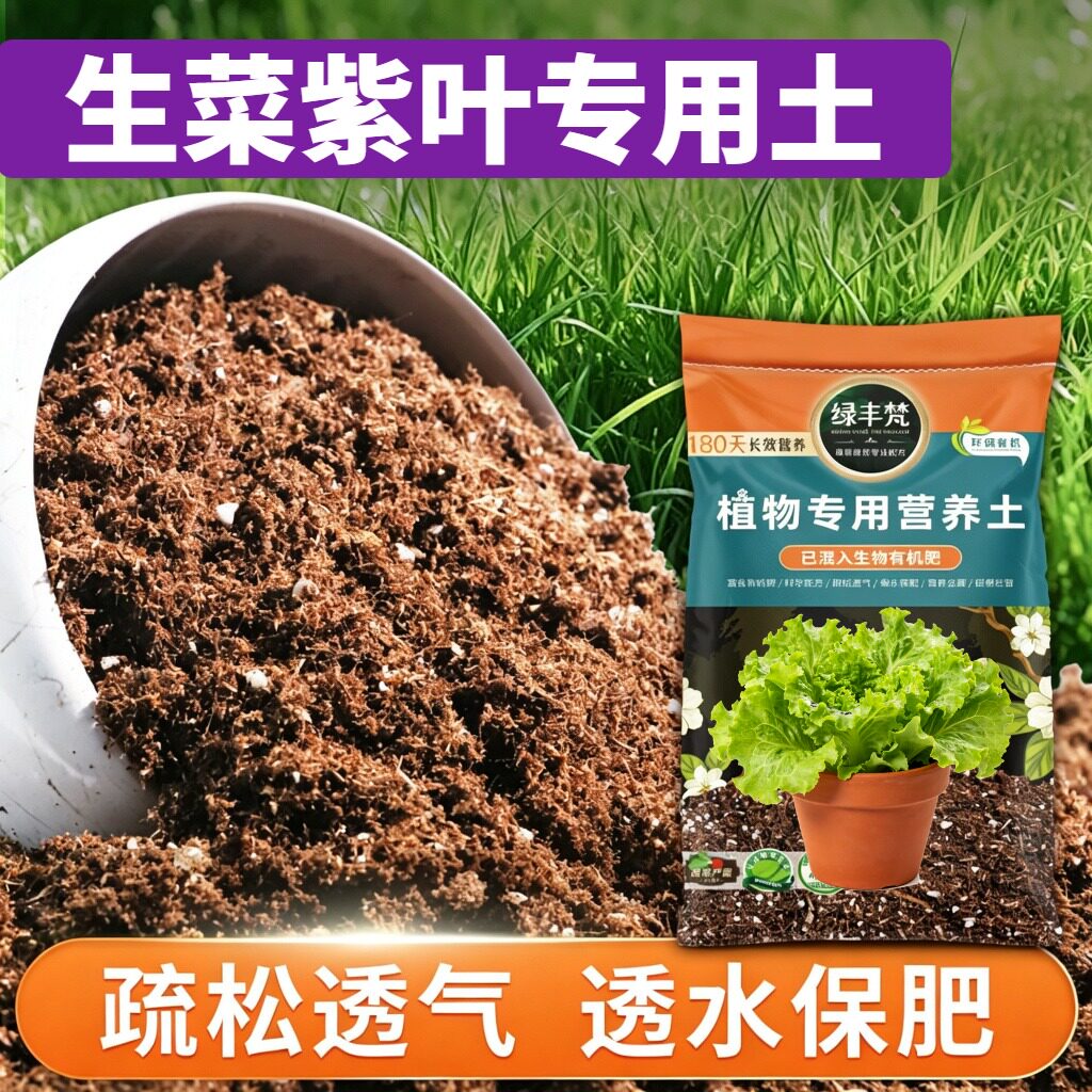 生菜紫叶适用轻质基质土种植土温和不烧根保水锁水无草籽观花