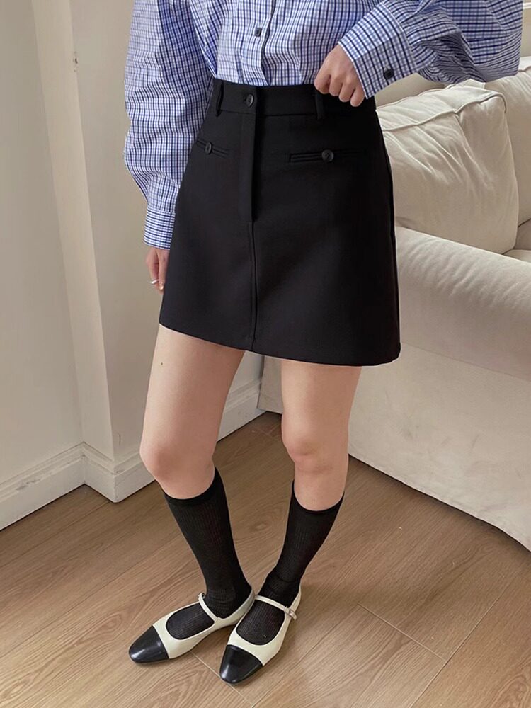 2025春秋新款高腰西装半身裙女通勤气质休闲辣妹性感小个子包臀裙