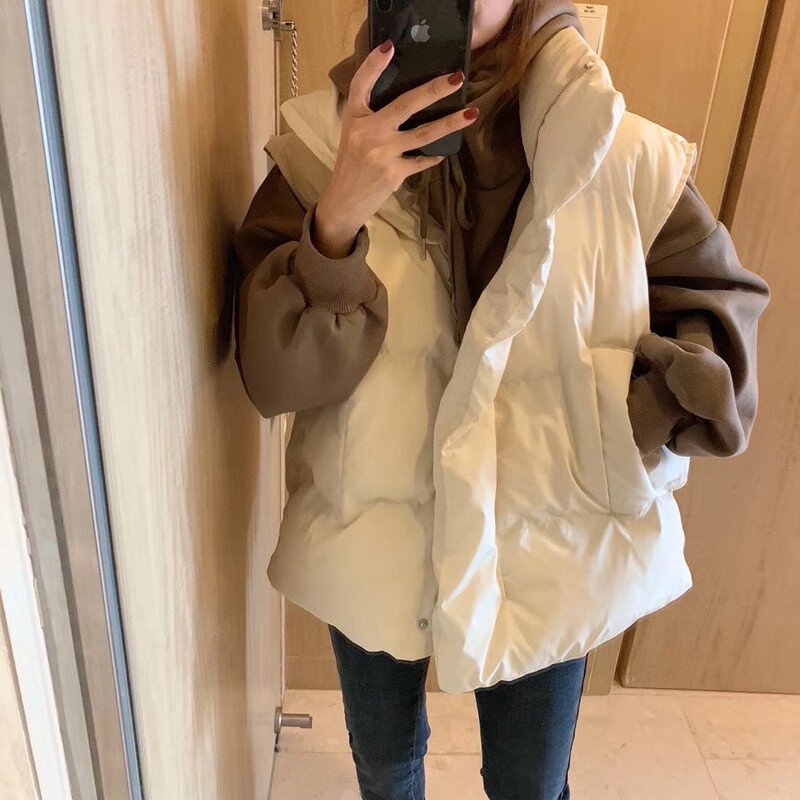 2025秋冬新款羽绒棉服马甲女宽松坎肩背心百搭立领无袖面包服外套