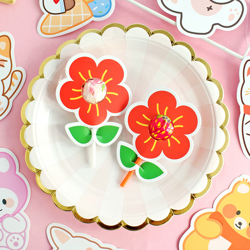 送你一朵小红花棒棒糖插卡装饰卡片纸老师奖励幼儿园小学生奖品纸卡定制元旦新年儿童礼物可爱宝宝生日会贺卡