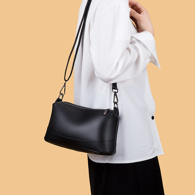 飞鱼设计优品时尚潮流牛皮女包轻奢洋气小方包简约百搭单肩斜挎包