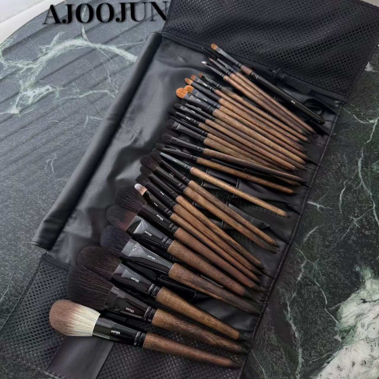 b版出口28支专业化妆师彩妆刷美妆工具羊毛黄狼毛套装ajoojun