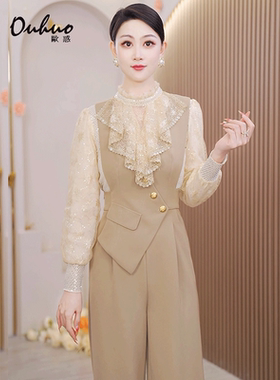 新款 法式气质背带裤女士2024秋冬季设计感高端精致连OHPAG11188