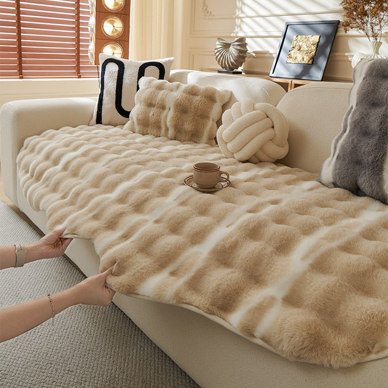 轻奢风兔毛绒沙发垫2025新款异形不规则奶油坐垫防滑沙发盖布巾,居家布艺,沙发垫,淘宝优惠券,粉丝福利购,淘宝优惠卷