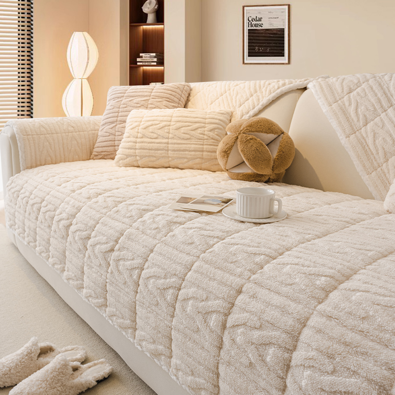 2025新款加厚夹棉沙发垫四季通用高档固定防滑真皮直排坐垫套罩巾