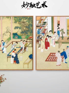 金瓶梅仕女图秘戏图古代人物画古风新中式装饰画走廊过道竖版挂画