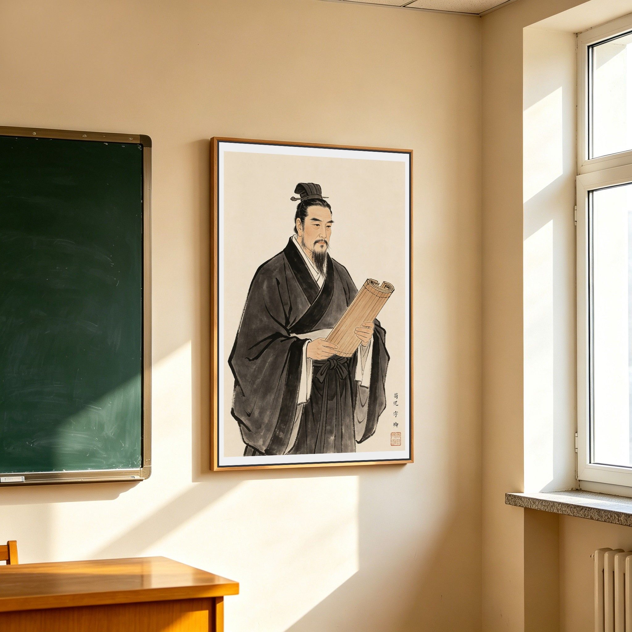 荀子劝学画像挂画修身摆件摆台书房客厅装饰字画励志学生玄关墙画