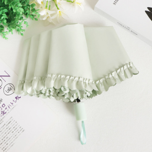 彩胶防晒防紫外线晴雨伞两用百褶花边公主伞全自动加厚遮阳太阳伞