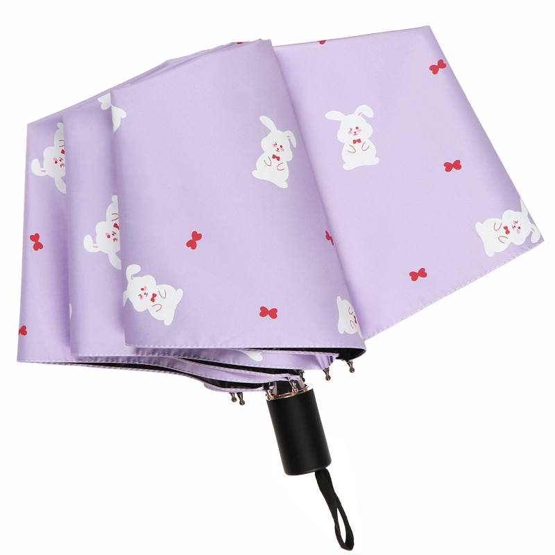晴雨伞软萌治愈系黑胶三折伞防晒