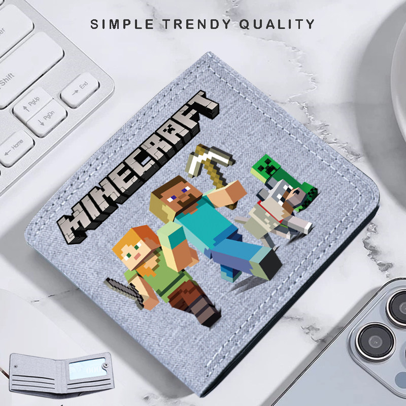 卡通我的世界钱包多卡位大容量帆布按扣式零钱包学生儿童钱夹卡包,箱包皮具/热销女包/男包,钱包,淘宝优惠券,粉丝福利购,淘宝优惠卷