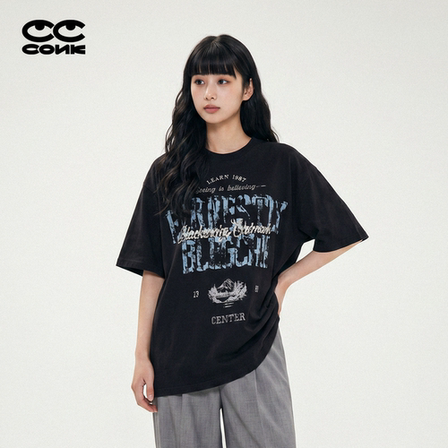 CONKLAB复古做旧宽松短袖T恤女