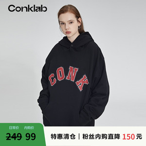 CONKLAB喻言同款潮牌连帽卫衣男春秋情侣字母外套美式复古学院风