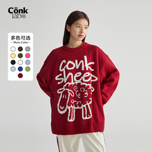 CONKLAB-可可羊毛衣男秋冬宽松慵懒情侣针织衫潮牌外套圆领打底衫