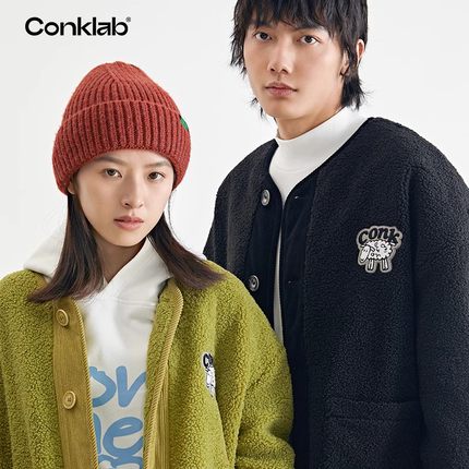 CONKLAB可可羊摇粒绒宽松外套男冬季潮牌休闲保暖抓绒棉服情侣衫