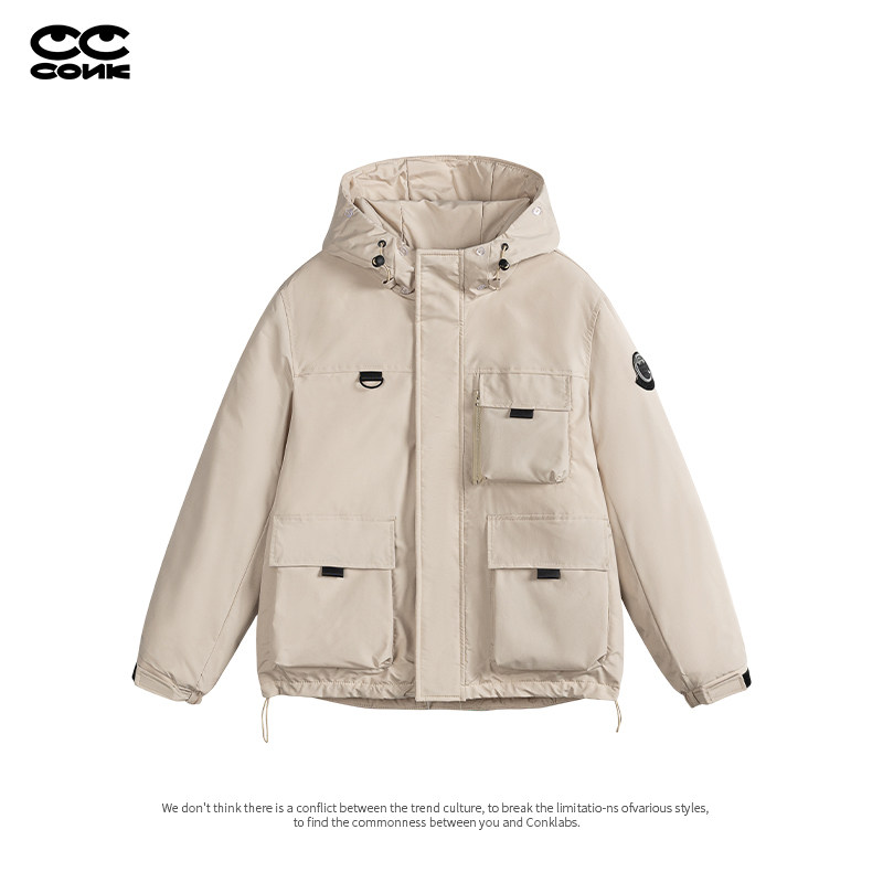 CONKLAB大毛领连帽工装棉服女