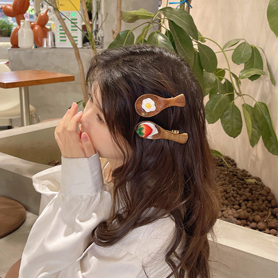 搞怪勺子发夹草莓蛋糕刘海侧边夹