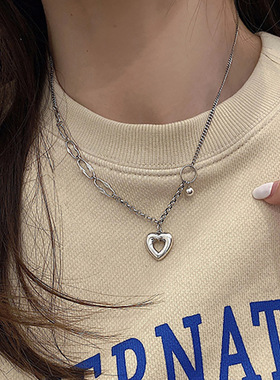 项链女小众夏季百搭酷酷体恤T恤链子短袖配饰女夏天钛钢不掉色潮