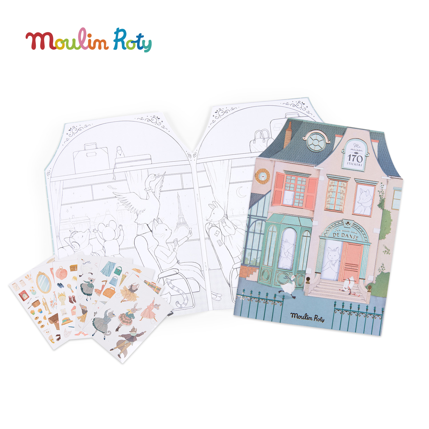 法国moulinroty填色贴纸绘画本