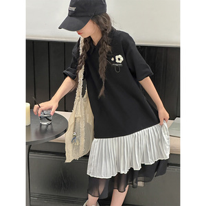 PAUL童装 女童Polo领连衣裙2026夏季新款儿童短袖裙子洋气A字裙纱