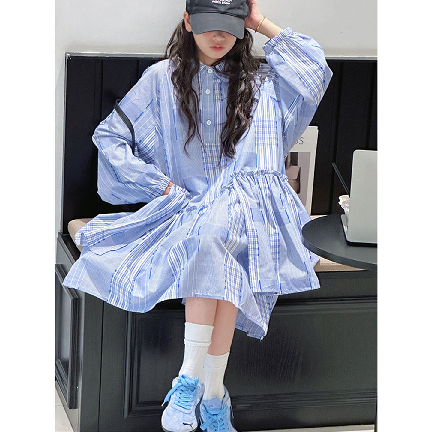 拼接女童衬衫连衣裙2026新款秋装