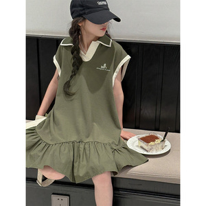 PAUL童装 polo领女童夏装连衣裙2026新款儿童裙子女大童夏天宽松