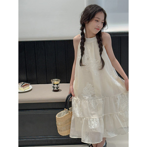 PAUL童装 刺绣女童夏装连衣裙2026新款儿童无袖裙子女孩高端公主