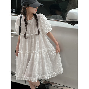 PAUL童装 肌理感女童夏装短袖连衣裙2026新款儿童花苞裙子女孩洋