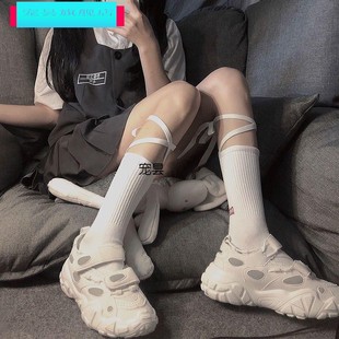 学院风ins潮韩国绑腿2 绑带袜交叉小腿袜jk袜子女中筒少女软妹夏季