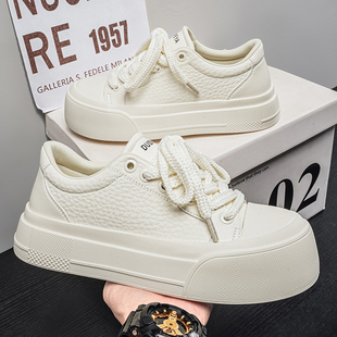 男鞋高级感厚底增高小白鞋男款时尚百搭软底休闲板鞋包头春季鞋子