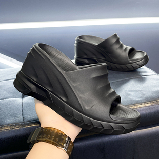 松糕厚底网红外穿沙滩辣妹高跟凉拖潮 2026新款 坡跟一字拖鞋 女夏季